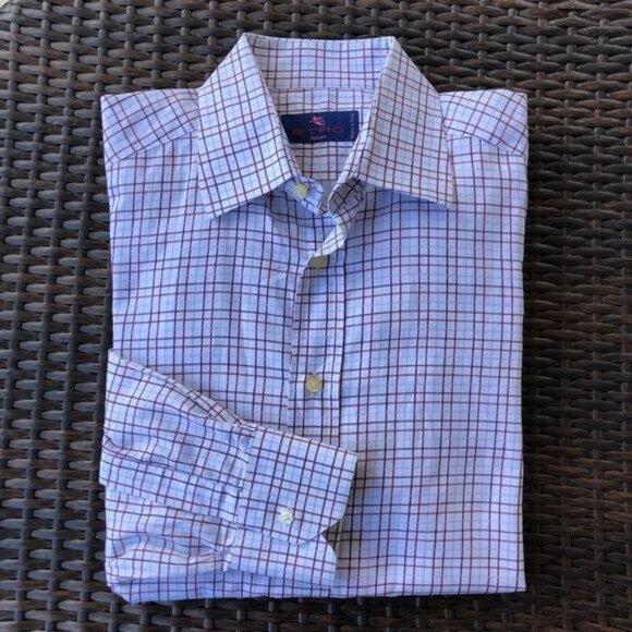 Etro Men's Plaid Button Down Milano - Picture 1 of 5